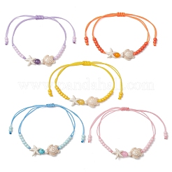 Verstellbare Armbänder aus geflochtenen Natursteinen&nbsp;BJEW-MZ00324