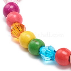Bracelet extensible en perles synthétiques turquoise (teint) et acrylique avec breloque en alliage pour femmes&nbsp;BJEW-JB08627-01