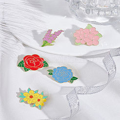 5 pieza de 5 estilos de alfileres de esmalte de flores&nbsp;JEWB-LP0004-32