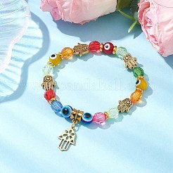 Pulseras elásticas con cuentas de resina y acrílico del mal de ojo&nbsp;BJEW-JB10431