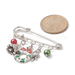 3 Stück 3 Stile Weihnachtsbaum & Kranz & Weihnachtsmann & Legierung Emaille Charms Sicherheitsnadel Brosche&nbsp;JEWB-TA00011