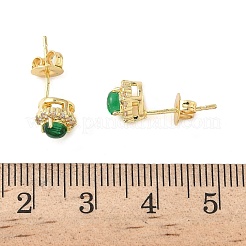 Ovale Ohrstecker aus Messing mit Mikropflaster und klarem Zirkonia&nbsp;EJEW-Z144-08G