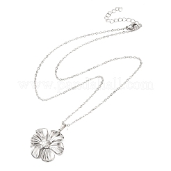 Colliers pendentifs en acier inoxydable 304 texturé à motif floral pour femmes&nbsp;NJEW-C117-01C-P