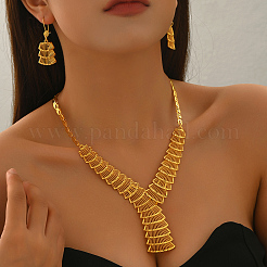 Elegante collana e orecchini a ventaglio cavo in lega mediorientale per donna&nbsp;QJ5284