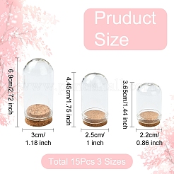 15 Stück 3 Stile Glaskuppel-Cloche-Abdeckung&nbsp;AJEW-YW0001-31