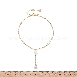 Cavigliere con catena in acciaio inossidabile 304 con nappa di perle bianche rotonde per donna&nbsp;AJEW-AN00782