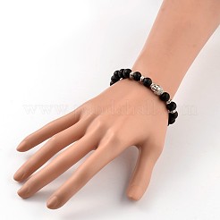 Bracelets extensibles à la mode en pierre de lave naturelle&nbsp;BJEW-JB02097-05