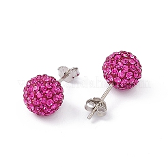 Regali per il suo giorno di san valentino 925 orecchini a bottone a sfera in argento sterling con strass di cristallo austriaco per ragazza&nbsp;Q286H211