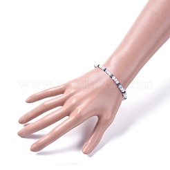 Braccialetti elastici naturali in ossidiana di morganite e howlite e fiocchi di neve&nbsp;BJEW-JB04697-02