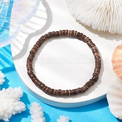 Pulseras elásticas de disco de coco natural para mujeres y hombres.&nbsp;BJEW-JB10255