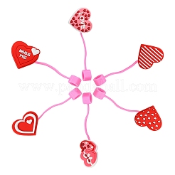 Tappo di paglia antipolvere in PVC e silicone a tema San Valentino da 12 pz 6 stili&nbsp;AJEW-CJ0001-26