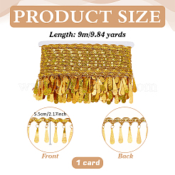 Spitzenbesatzband aus Polyester mit Blumenmuster und glitzernder PVC-Tropfenquaste&nbsp;OCOR-WH0101-74B
