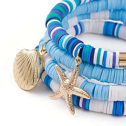 4 pièces 4 styles en argile polymère heishi perles ensembles de bracelets extensibles&nbsp;BJEW-JB05908