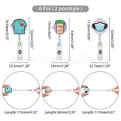 6 rotolo di badge retrattile in plastica di 3 stili&nbsp;AJEW-AR0001-41