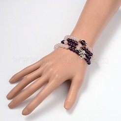 Personalisierte Dual-Use-runde Edelstein Perlen 4-Schicht-Stretchwickelarmbänder / Halsketten&nbsp;BJEW-JB01906-01