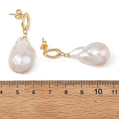 Natürliche Barockperle Keshi Perle baumeln Ohrringe&nbsp;EJEW-JE07499