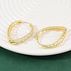 Orecchini a cerchio in ottone a goccia con micro pavé di zirconi cubici trasparenti&nbsp;EJEW-G446-01G
