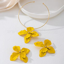 Blumenförmige Ohrstecker und Choker-Sets aus Legierung und Anhänger für Damen&nbsp;WG42A9F-01