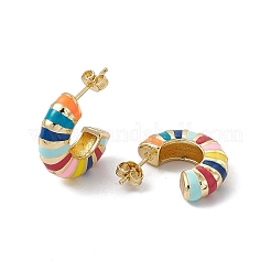 Bunte Emaille-Ohrstecker aus Messing für Frauen&nbsp;EJEW-M213-31G