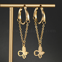 Boucles d'oreilles créoles papillon en acier inoxydable 201&nbsp;OP8572