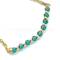 Braccialetto da donna regolabile con perline di vetro e catene in ottone&nbsp;BJEW-O187-12