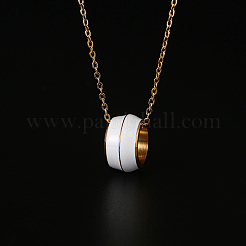 Halsketten mit Emaille-Ringanhänger aus 304 Edelstahl für Damen&nbsp;LS-UA5273-1