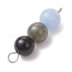 Gefärbte natürliche malaysische Jade & schwarzer Onyx (gefärbt und erhitzt) & Amethyst & Labradorit & Rosenquarz runde Perlen-Verbindungsanhänger&nbsp;PALLOY-JF04052-01