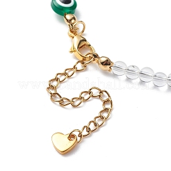 Pulsera y collar con cuentas de mal de ojo de resina y cristal de cuarzo natural&nbsp;SJEW-JS01253
