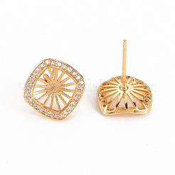 Micropave de latón claro fornituras de aretes de circonio cúbico cúbica&nbsp;KK-S356-247-NF
