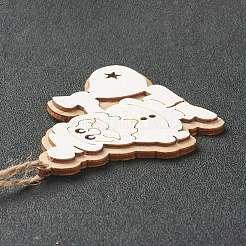 Décorations de pendentif en bois naturel sur le thème de noël&nbsp;HJEW-P010-15