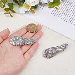 2 broche de aleación con forma de ala y rhinestone para mochilas y ropa.&nbsp;JEWB-FH0002-05P
