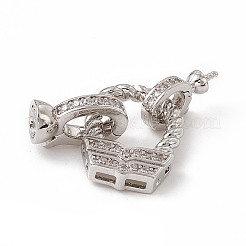 Messing Micro Pave klare Zirkonia Falte über Verschlüsse&nbsp;KK-K271-09P