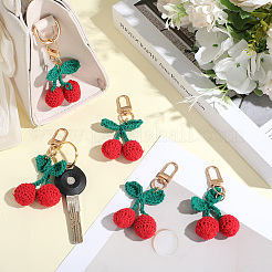 6 ciondolo decorativo in lana di ciliegio lavorato a maglia&nbsp;HJEW-CP0001-18G