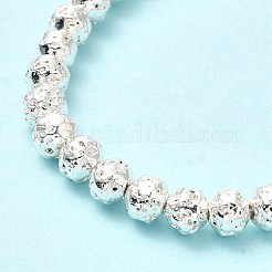 Brins de perles de pierre de lave naturelle galvanisées&nbsp;G-G984-08S