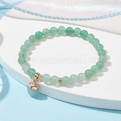 Bracelets extensibles en perles rondes en aventurine verte naturelle&nbsp;BJEW-JB09727-05