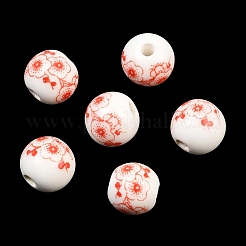 Perles de porcelaine à motifs floraux&nbsp;PORC-Q202-8mm-1