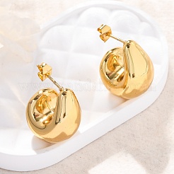 Boucles d'oreilles à tige en acier inoxydable 304 en forme de J&nbsp;EJEW-A125-25G