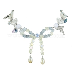 Collana con ciondolo bowknot in lega e cane e orso&nbsp;NJEW-FZ00005