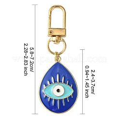 Décorations de pendentif en alliage d'émail en forme de larme avec mauvais œil&nbsp;HJEW-YW00017-01