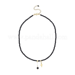 Collane di perline di pietra blu sintetica rotonda sfaccettata&nbsp;NJEW-JN05661