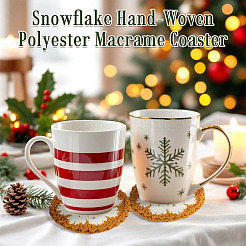 3 handgewebter Untersetzer aus Polyester-Makramee mit Schneeflockenmotiv&nbsp;DIY-TA0013-98C