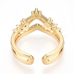 Anelli per polsini da donna in ottone con micro pavé di zirconi trasparenti&nbsp;KK-T074-15G