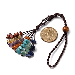 Décorations de pendentifs à pompon en aventurine rouge naturelle et aventurine verte et jaspe rouge et citrine et améthyste et lapis-lazuli et turquoise synthétique&nbsp;HJEW-JM03513