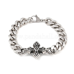 Armbänder aus Edelstahl im kubanischen Gliederstil&nbsp;BJEW-D379-04ASP
