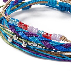 Set di 4 braccialetti di perline intrecciati in lega e vetro a 4 stili&nbsp;BJEW-B065-09E
