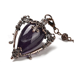 Natürliche Amethyst Dreieck Wünschelrutenpendel Anhänger&nbsp;G-G022-01R-01