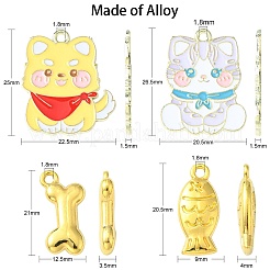 20pcs 4 styles de pendentifs en émail en alliage&nbsp;ENAM-CJ0004-48