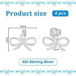 4 pz 925 ciondoli a fiocco in argento sterling con anelli di congiunzione e 925 timbri&nbsp;STER-PH0004-47