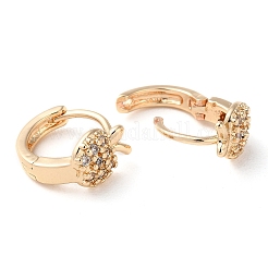 Boucles d'oreilles créoles en laiton plaqué micro pavé de zircone cubique claire pour femmes&nbsp;EJEW-P238-04KCG