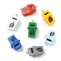 30 pendentif poubelle en résine opaque avec boucles métalliques&nbsp;RESI-YW0005-14